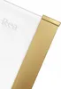 A close-up view of a shower enclosure corner with a brushed gold metal frame and a white panel. Produktbild-Vorschau