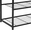 Close-up of a black metal shoe rack with three wire shelves. Produktbild-Vorschau