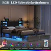 Lit en métal INONEFT 140x200 cm avec LED et ports USB, lit Voir les images du produit 6