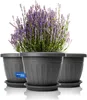 BigDean 3x Blumentopf mit Untersetzer rund ø40xH31 cm Produktbild-Vorschau 1