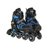 A pair of black and blue inline skates for children, shown from a slightly angled front view against a white background. Voir les images du produit