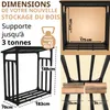 Abri à bois extérieur en métal galvanisé noir avec toit pour ranger les bûches et le bois de chauffa Voir les images du produit