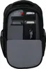 The inside of a black backpack is shown, with various compartments and items organized within. Náhled obrázku produktu