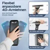 A collage of images demonstrating the adjustable features of an office chair's armrests, with text overlays in German. Produktbild-Vorschau