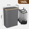 Jayseuw Panier à linge avec couvercle, 160 L, sac à linge Voir les images du produit 2