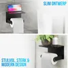 Strex WC Rolhouder met Plankje - Zwart - Zelfklevend / Productafbeelding-voorbeeld 7