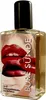 A bottle of perfume with a label featuring red lips. Produktbild-Vorschau