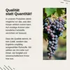 Markenversprechen „Qualität statt Quantität“ mit Darstellung von Weintrauben für reine, wissenschaft Produktbild-Vorschau