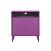 A purple cabinet with two doors and an open shelf on top, standing on four tapered legs. Voir les images du produit