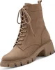 A single brown lace-up boot is shown against a white background. Produktbild-Vorschau