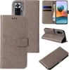 Collage of images showing a flip phone case from different angles, including its interior card slots and the phone inserted. Produktbild-Vorschau
