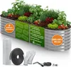 A raised garden bed filled with plants, along with gardening accessories. Produktbild-Vorschau
