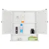 A white bathroom cabinet with its doors open, displaying various toiletries on its shelves. Anteprima dell’immagine prodotto