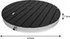 A round outdoor shower with a black slatted top and a silver base, shown with dimensions indicated. Náhled obrázku produktu
