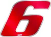 Nálepka s číslem závodu pro motocykl "6" červená 27 x 37 mm Náhled obrázku produktu 1