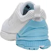 A close-up rear view of a white and blue athletic shoe. Produktbild-Vorschau