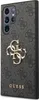 A close-up, angled view of a smartphone case with a repeating Guess logo pattern and a prominent Guess logo in the center. Produktbild-Vorschau