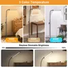 Collage showing a floor lamp in different lighting conditions and brightness levels. Produktbild-Vorschau