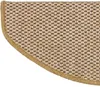 A close-up view of a beige and brown woven stair mat with a rounded edge and fringed trim. Voir les images du produit