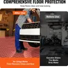 A split image showing a garage floor before and after using protective floor mats. The 'after' side shows a person working on a car on red floor mats, while the 'before' side shows a dirty garage floor with motorcycles. Voir les images du produit