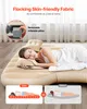 A woman sleeping on an inflatable mattress, with marketing text and diagrams. Náhled obrázku produktu