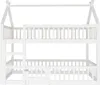 A white bunk bed with a house-shaped frame and a ladder. Voir les images du produit