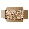 A cardboard box filled with pieces of firewood. Podgląd zdjęcia produktu