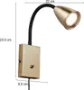 LED Leselampe, Wandleuchte mit Schalter & Stecker, Messing, Produktbild-Vorschau 4