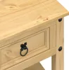 A close-up view of a wooden drawer handle on a light-colored wooden table. Voir les images du produit