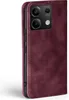 A close-up side view of a burgundy flip phone case for a Xiaomi Redmi Note 13 5G. Produktbild-Vorschau