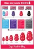 A chart showing different KONG dog toy types and sizes with descriptive text. Anteprima dell’immagine prodotto