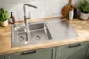 Edelstahl Einbauspüle 1,5 Becken 100 x 50 cm Silber mit Produktbild-Vorschau 2