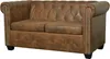 A brown faux leather chesterfield sofa with silver nailhead trim. Produktbild-Vorschau
