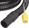 Close-up view of a black corrugated hose with a black nozzle and a yellow connector. Náhľad obrázku produktu