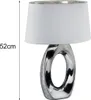 A silver and white table lamp with a fabric shade is shown against a white background. A measurement indicator shows the height of the lamp as 52cm. Náhled obrázku produktu