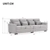 A diagram of a sofa with dimensions indicated by lines and numbers. Produktbild-Vorschau