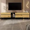 Modernes TV-Lowboard 180 cm mit Klappfach, offenen Fächern Produktbild-Vorschau 2
