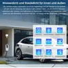An electric vehicle charging station is shown plugged into a car in a driveway. Produktbild-Vorschau