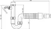 Technical drawing of a plumbing trap with dimensions. Produktbild-Vorschau