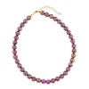 Kette 10mm Rundperle lila-marmoriert Kunststoff 40cm Produktbild-Vorschau 1