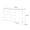 A line drawing of a dresser with dimensions indicated. Produktbild-Vorschau