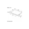 A technical drawing showing the dimensions of a cooktop. Podgląd zdjęcia produktu