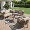 Flieks Rattan Gartenloungeset 6-tlg., Balkonmöbelset für Produktbild-Vorschau 1