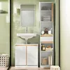 A modern bathroom vanity and storage unit with a sink and mirror. Anteprima dell’immagine prodotto