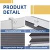 A collage of four images showcasing different features of a pleated blind, with text labels in German. Produktbild-Vorschau