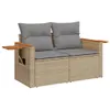 7-tlg. Garten-Sofagarnitur mit Kissen Beige Poly Rattan Produktbild-Vorschau 3