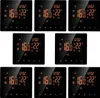 A collage of multiple digital thermostats, each displaying time and temperature. Náhled obrázku produktu