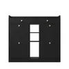 A black shoe cabinet with gold knobs against a white background. Produktbild-Vorschau