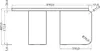 A technical drawing of a table with dimensions and measurements. Voir les images du produit