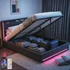 OYAJIA Polsterbett Stauraumbett mit LED Licht Produktbild-Vorschau 3
